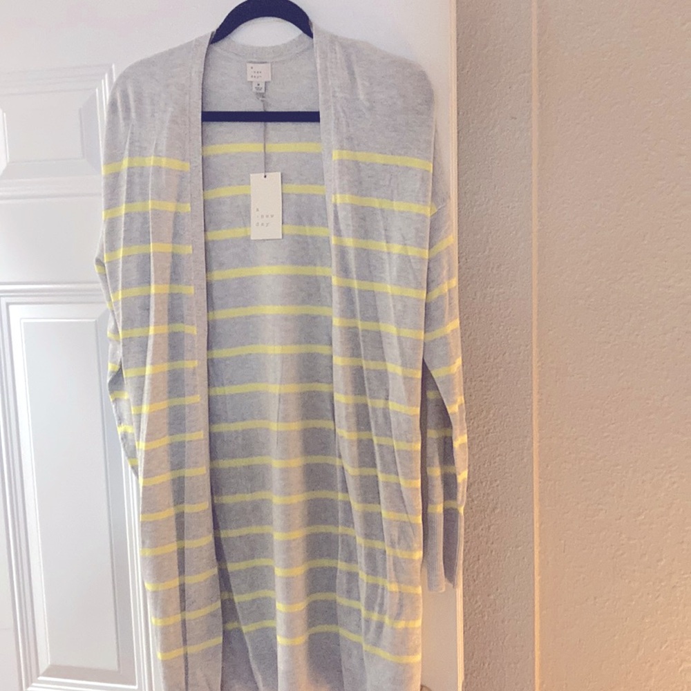 NWT A New Day gray and yellow striped sweater